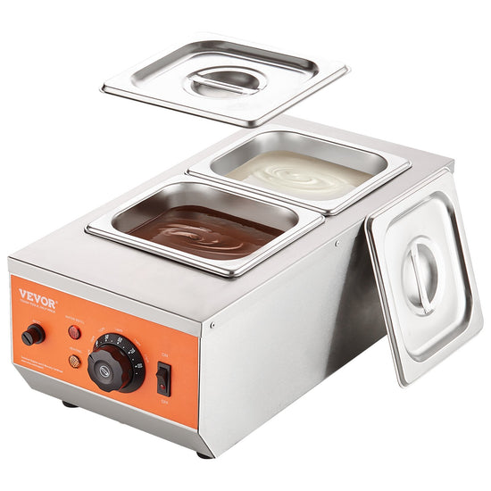 VEVOR Chocolate Tempering Machine, 2 Tanks Chocolate Melting Pot with TEMP Control, 800W Stainless S