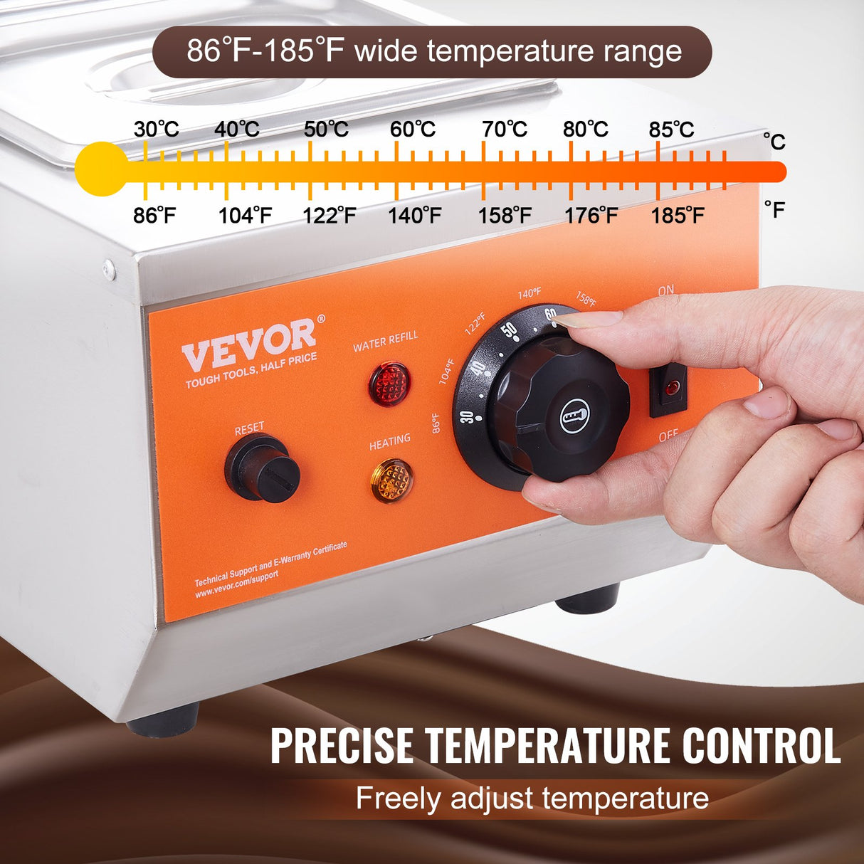 VEVOR Chocolate Tempering Machine, 2 Tanks Chocolate Melting Pot with TEMP Control, 800W Stainless Steel Electric Commercial Food Warmer For Chocolate/Milk/Cream Melting and Heating