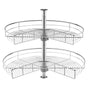 28" Kidney Shaped Chrome Corner Organizer, 360° Rotatble Kitchen Base Cabinet Blind Corner, 2 Tier Height Adjustable Storage Rack, Carbon Steel Lazy Susan Replacement Shelf for Cabinet Corner