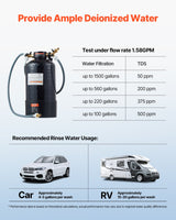 VEVOR Spotless Deionized Water System Car Wash System with Handheld TDS Meter - 45-Degree Angle