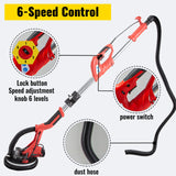 Vevor Drywall Sander Electric Drywall Sander 750W Foldable Wall Sander LED Strip Light - Front View