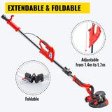 VEVOR Drywall Sander 750W Electric, Electric Sander Variable Speed 800-1750RPM, Drywall Sander Foldable Sheetrock Sander, with Telescope Handle ,Vacuum Bag Drywall Sanders 6 Sand Pads - Top-Down View