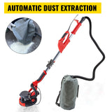 VEVOR Drywall Sander 750W Electric, Electric Sander Variable Speed 800-1750RPM, Drywall Sander Foldable Sheetrock Sander, with Telescope Handle ,Vacuum Bag Drywall Sanders 6 Sand Pads - 45-Degree Angle