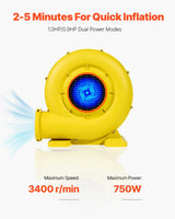 Inflatable Bounce House Blower 0.8&1HP 750W for Commercial Bounce House