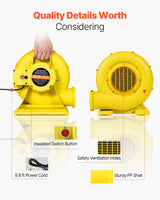 VEVOR Inflatable Bounce House Blower 0.8&1HP 750W for Commercial Bounce House - Rear View