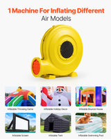 VEVOR Inflatable Bounce House Blower 1.2&1.3HP 950W for Commercial Bounce House - Front View