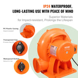VEVOR Inflatable Bounce House Blower 1 & 1.2 HP 900W Commercial Air Pump Fan - Side View