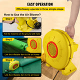 VEVOR Air Blower Pump Fan Bounce House Blower 450W 0.6HP for Inflatable Bouncy