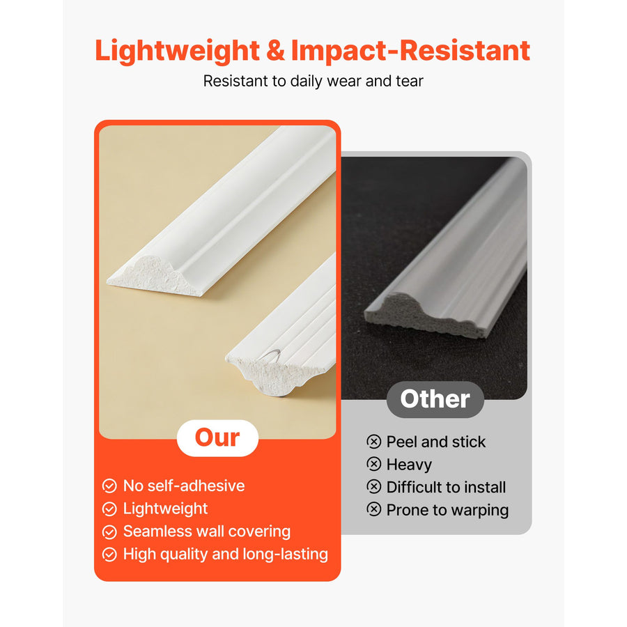 Wall Molding 3 Pack, Wainscoting Panels Kit, Lightweight Paintable Polystyrene, Easy to Install Accent Wall Trim for Interior Décor Living Room, Bedroom, Home, White (79x160 + 79x61 cm)