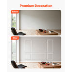 Wall Molding 3 Pack, Wainscoting Panels Kit, Lightweight Paintable Polystyrene, Easy to Install Accent Wall Trim for Interior Décor Living Room, Bedroom, Home, White (58x143 + 58x58 cm)
