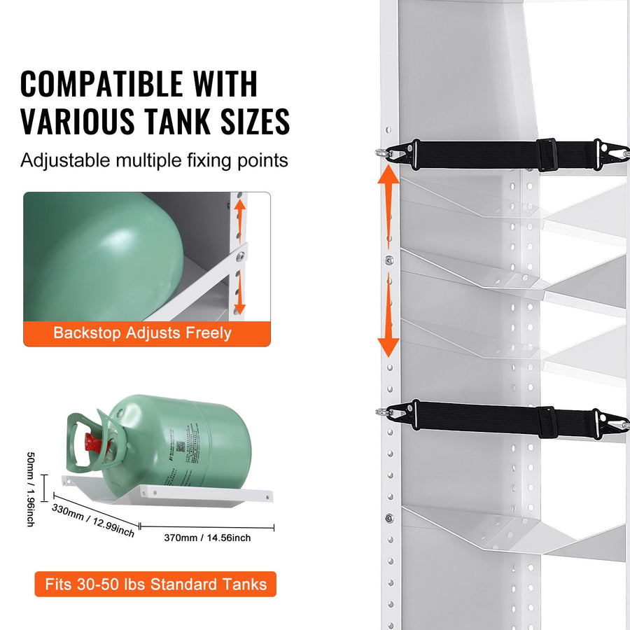 Refrigerant Tank Rack, with 3 x 30-50lb Bottle Tanks, Cylinder Tank Rack 372 × 355 × 1170mm, Refrigerant Cylinder Rack Gas Cylinder Racks and Holders for Freon, Gases, Oxygen, Nitrogen