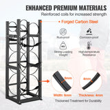 VEVOR Refrigerant Tank Rack, with 2 x 30lbs and Other 3 Small Bottle Tanks, Cylinder Tank Rack 12.79x12.99x47.12 in, Refrigerant Cylinder Rack and Holders for Freon, Gases, Oxygen, Nitrogen - Side View