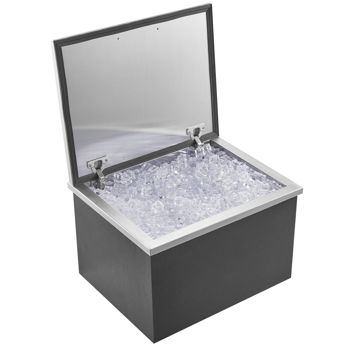 VEVOR Drop in Ice Chest, 20"L x 16"W x 13"H Stainless Steel Ice Cooler, Commercial Ice Bin with Hinged Cover, 40 qt Outdoor Kitchen Ice Bar, Drain-
