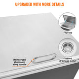 VEVOR Drop in Ice Chest, 20"L x 16"W x 13"H Stainless Steel Ice Cooler, Commercial Ice Bin with Hinged Cover, 40 qt Outdoor Kitchen Ice Bar, Drain-