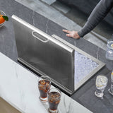VEVOR Drop in Ice Chest, 20"L x 16"W x 13"H Stainless Steel Ice Cooler, Commercial Ice Bin with Hinged Cover, 40 qt Outdoor Kitchen Ice Bar, Drain-