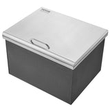 VEVOR Drop in Ice Chest, 20"L x 16"W x 13"H Stainless Steel Ice Cooler, Commercial Ice Bin with Hinged Cover, 40 qt Outdoor Kitchen Ice Bar, Drain-