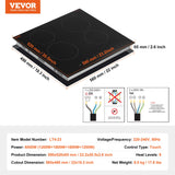 VEVOR Built-in Electric Cooktop Radiant Ceramic Cooktop 4 Burners 23.2x20.5 inch - Close-Up Angle