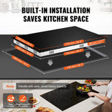 VEVOR Built-in Electric Cooktop Radiant Ceramic Cooktop 4 Burners 30.3x20.5 inch - 45-Degree Angle
