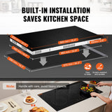 VEVOR Built-in Electric Cooktop Radiant Ceramic Cooktop 5 Burners 35.4x20.5 inch - 45-Degree Angle
