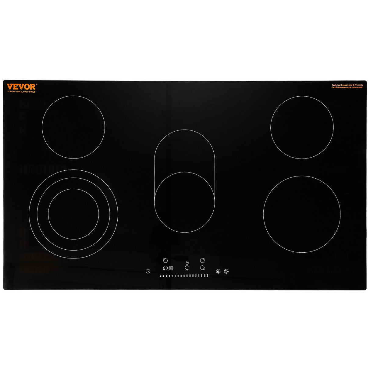 VEVOR Built-in Electric Cooktop Radiant Ceramic Cooktop 5 Burners 35.4x20.5 inch