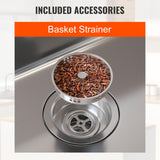 VEVOR Kitchen Sink, 304 Stainless Steel Drop-In Sinks, Top Mount Single Bowl Basin with Accessories(Pack of 2), Household Dishwasher Sinks for Workstation, RV, Prep Kitchen, and Bar Sink, 25 inch - 45-Degree Angle