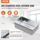 VEVOR Kitchen Sink, 304 Stainless Steel Drop-In Sinks, Undermount Single Bowl Basin with Accessories(Pack of 3), Household Dishwasher Sinks for Workstation, RV, Prep Kitchen, and Bar Sink, 30 inch
