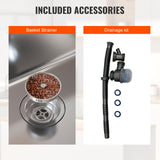 VEVOR Kitchen Sink, 304 Stainless Steel Drop-In Sinks, Undermount Single Bowl Basin with Accessories(Pack of 3), Household Dishwasher Sinks for Workstation, RV, Prep Kitchen, and Bar Sink, 30 inch