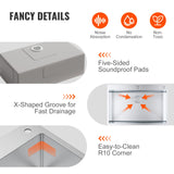 VEVOR Kitchen Sink, 304 Stainless Steel Drop-In Sinks, Top Mount Single Bowl Basin with Accessories(Pack of 3), Household Dishwasher Sinks for Workstation, RV, Prep Kitchen, and Bar Sink, 33 inch - 45-Degree Angle