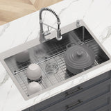 VEVOR Kitchen Sink, 304 Stainless Steel Drop-In Sinks, Top Mount Single Bowl Basin with Accessories(Pack of 3), Household Dishwasher Sinks for Workstation, RV, Prep Kitchen, and Bar Sink, 33 inch - Close-Up Angle