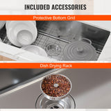 VEVOR Kitchen Sink, 304 Stainless Steel Drop-In Sinks, Undermount Single Bowl Basin with Accessories(Pack of 3), Household Dishwasher Sinks for