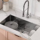 VEVOR Kitchen Sink, 304 Stainless Steel Drop-In Sinks, Undermount Single Bowl Basin with Accessories(Pack of 3), Household Dishwasher Sinks for Workstation, RV, Prep Kitchen, and Bar Sink, 30 inch - Low Angle