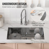 VEVOR Kitchen Sink, 304 Stainless Steel Drop-In Sinks, Undermount Single Bowl Basin with Accessories(Pack of 3), Household Dishwasher Sinks for Workstation, RV, Prep Kitchen, and Bar Sink, 32 inch - Top-Down View