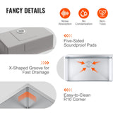 VEVOR Kitchen Sink, 304 Stainless Steel Drop-In Sinks, Undermount Single Bowl Basin with Accessories(Pack of 3), Household Dishwasher Sinks for Workstation, RV, Prep Kitchen, and Bar Sink, 32 inch - 45-Degree Angle