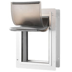 Pet Door, 31.2 x 43.5 cm Metal Frame with Lock and 3-Flap System, Weatherproof Doggy Door, Easy to Install in Interior or Exterior Walls, Pet Door Suitable for Cat Doggie Kitties (White-Medium)
