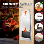 Pet Door, 31.2 x 43.5 cm Metal Frame with Lock and 3-Flap System, Weatherproof Doggy Door, Easy to Install in Interior or Exterior Walls, Pet Door Suitable for Cat Doggie Kitties (White-Medium)