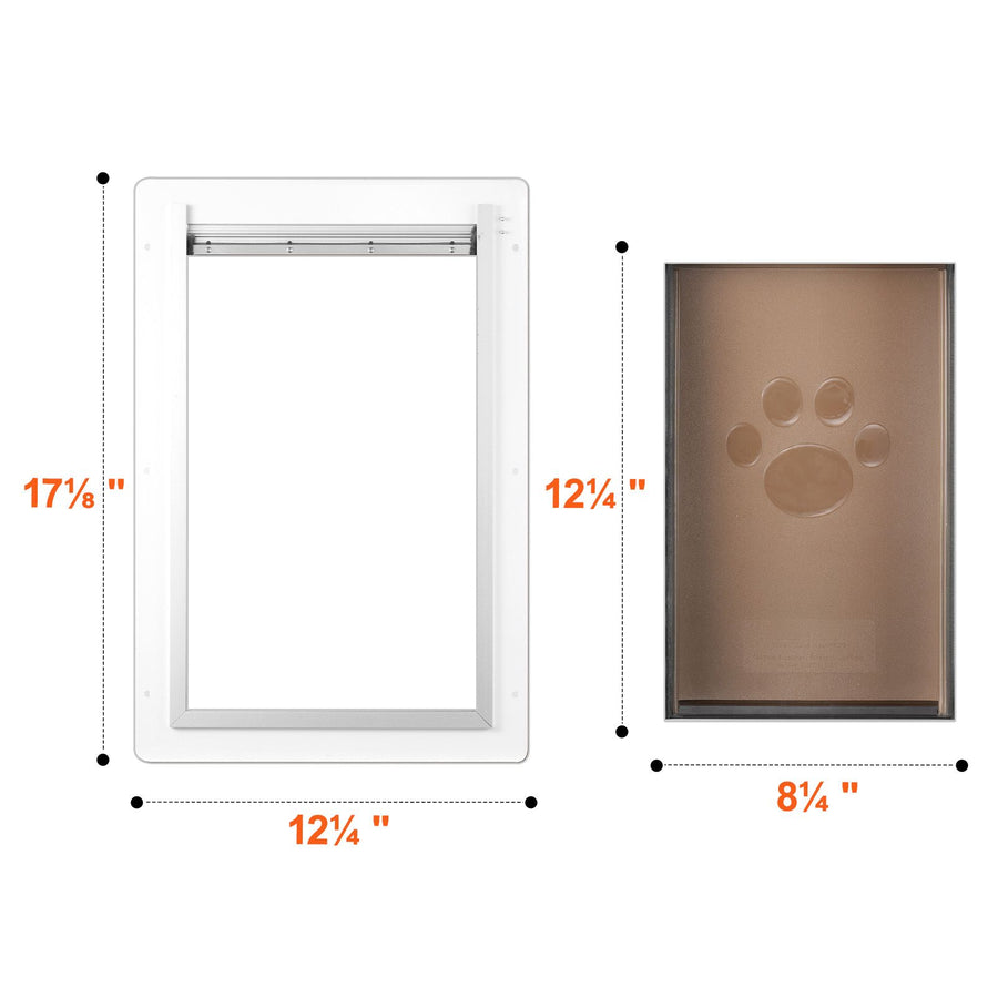 Pet Door, 31.2 x 43.5 cm Metal Frame with Lock and 3-Flap System, Weatherproof Doggy Door, Easy to Install in Interior or Exterior Walls, Pet Door Suitable for Cat Doggie Kitties (White-Medium)