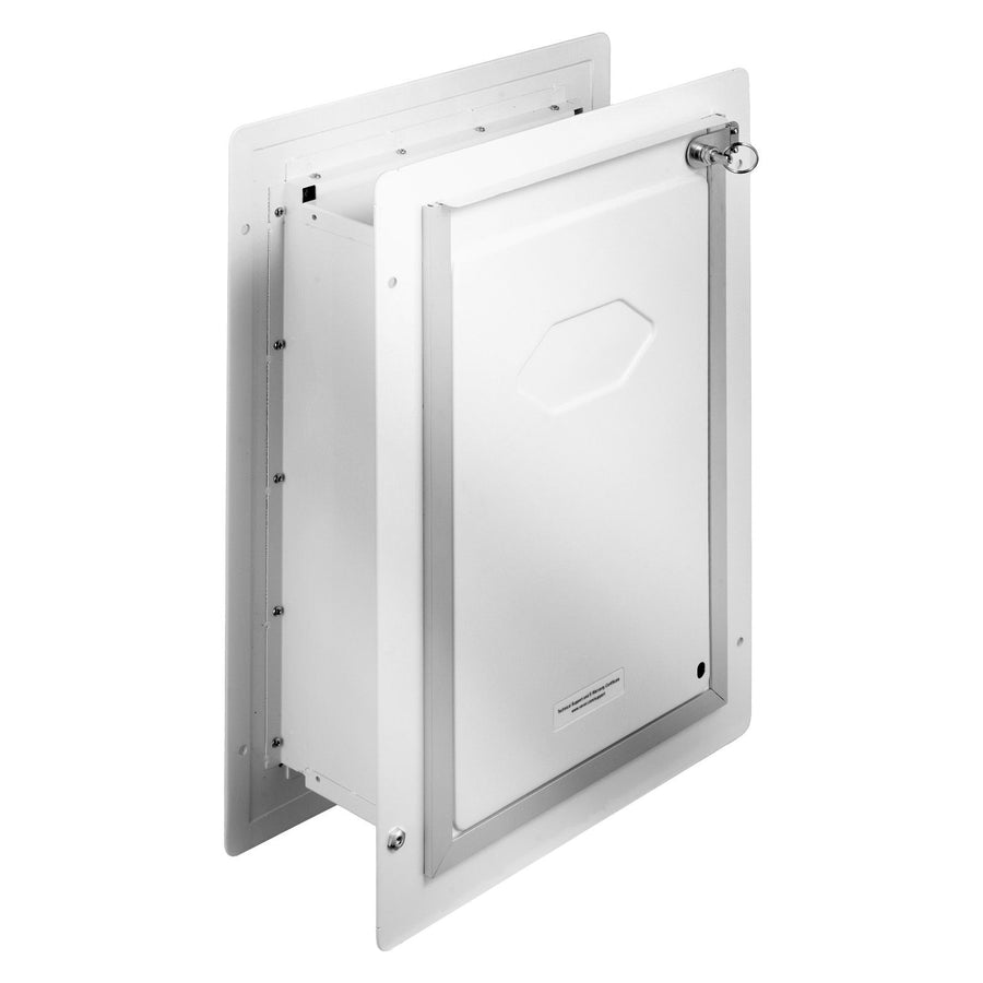 Pet Door, 31.2 x 43.5 cm Metal Frame with Lock and 3-Flap System, Weatherproof Doggy Door, Easy to Install in Interior or Exterior Walls, Pet Door Suitable for Cat Doggie Kitties (White-Medium)
