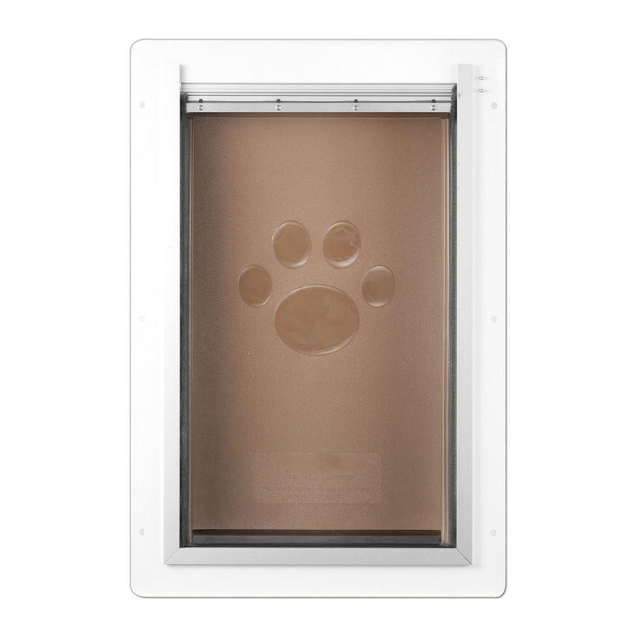 Pet Door, 31.2 x 43.5 cm Metal Frame with Lock and 3-Flap System, Weatherproof Doggy Door, Easy to Install in Interior or Exterior Walls, Pet Door Suitable for Cat Doggie Kitties (White-Medium)