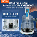 VEVOR Hydrogen Water Cup, 400 ml / 14.1 oz Hydrogen Generator, SPE Technology Portable Hydrogen Water Ionizer Machine with Wireless Charging Base, Hydrogen Rich Water Bottle Glass Health Cup - Front View