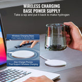 VEVOR Hydrogen Water Cup, 400 ml / 14.1 oz Hydrogen Generator, SPE Technology Portable Hydrogen Water Ionizer Machine with Wireless Charging Base, Hydrogen Rich Water Bottle Glass Health Cup - Side View