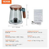 VEVOR Hydrogen Water Cup, 400 ml / 14.1 oz Hydrogen Generator, SPE Technology Portable Hydrogen Water Ionizer Machine with Wireless Charging Base, Hydrogen Rich Water Bottle Glass Health Cup - Close-Up Angle