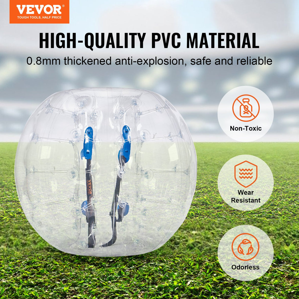 VEVOR Inflatable Bumper Ball 1-Pack, 4FT/1.2M Body Sumo Zorb Balls for Teen & Adult, 0.8mm Thick PVC Human Hamster Bubble Balls for Outdoor Team