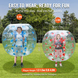 VEVOR Inflatable Bumper Balls 2-Pack, 4FT/1.2M Body Sumo Zorb Balls for Teen & Adult, 0.8mm Thick PVC Human Hamster Bubble Balls for Outdoor Team Gaming Play, Bumper Bopper Toys for Garden, Yard, Park - Side View
