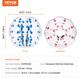 VEVOR Inflatable Bumper Balls 2-Pack, 4FT/1.2M Body Sumo Zorb Balls for Teen & Adult, 0.8mm Thick PVC Human Hamster Bubble Balls for Outdoor Team Gaming Play, Bumper Bopper Toys for Garden, Yard, Park - Close-Up Angle
