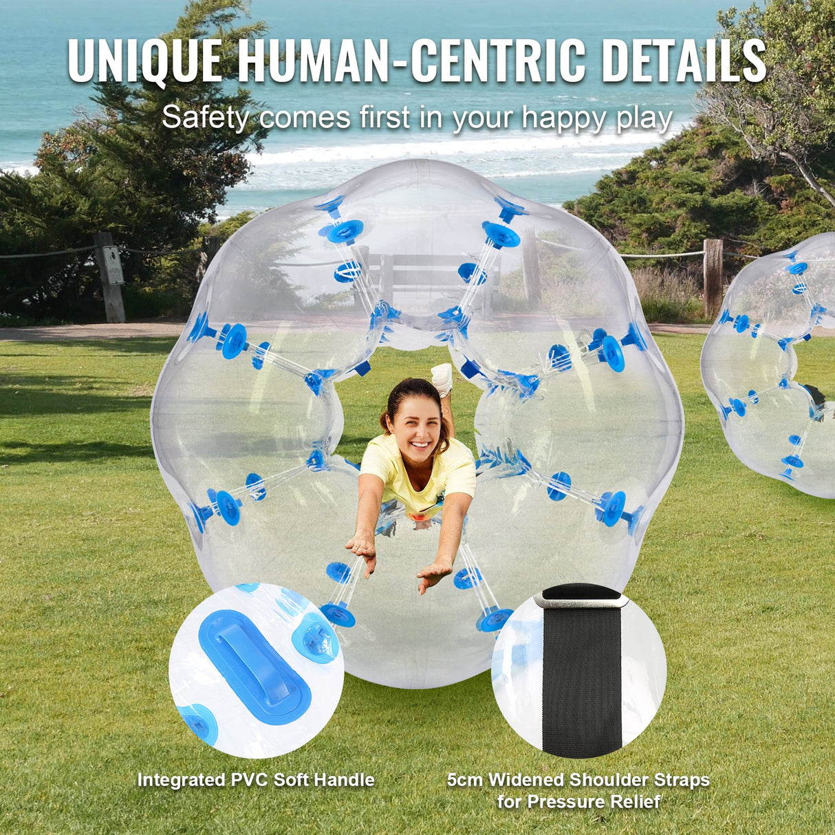 VEVOR Inflatable Bumper Ball 1-Pack, 4FT/1.2M Body Sumo Zorb Balls for Teen & Adult, 0.8mm Thick PVC Human Hamster Bubble Balls for Outdoor Team