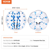 VEVOR Inflatable Bumper Ball 1-Pack, 4FT/1.2M Body Sumo Zorb Balls for Teen & Adult, 0.8mm Thick PVC Human Hamster Bubble Balls for Outdoor Team