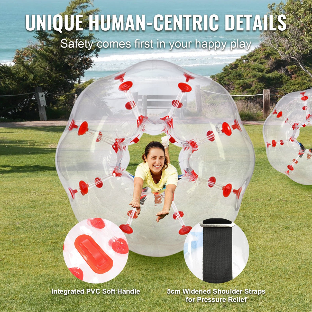 VEVOR Inflatable Bumper Ball 1-Pack, 4FT/1.2M Body Sumo Zorb Balls for Teen & Adult, 0.8mm Thick PVC Human Hamster Bubble Balls for Outdoor Team