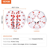 VEVOR Inflatable Bumper Ball 1-Pack, 4FT/1.2M Body Sumo Zorb Balls for Teen & Adult, 0.8mm Thick PVC Human Hamster Bubble Balls for Outdoor Team Gaming Play, Bumper Bopper Toys for Garden, Yard, Park - Close-Up Angle