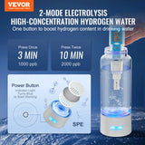 VEVOR Hydrogen Water Bottle Generator, 380 ml / 13.4 oz Capacity Portable Hydrogen Water Maker, SPE Technology Hydrogen Rich Water Ionizer Machine with Nasal Inhalation Tube and Self-Cleaning - Front View