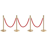 VEVOR Stanchion Post with Velvet Rope, 4-Pack Crowd Control Stanchion with 3PCS 5FT Red Velvet Ropes, Stainless Steel Queue Barrier Line Divider with